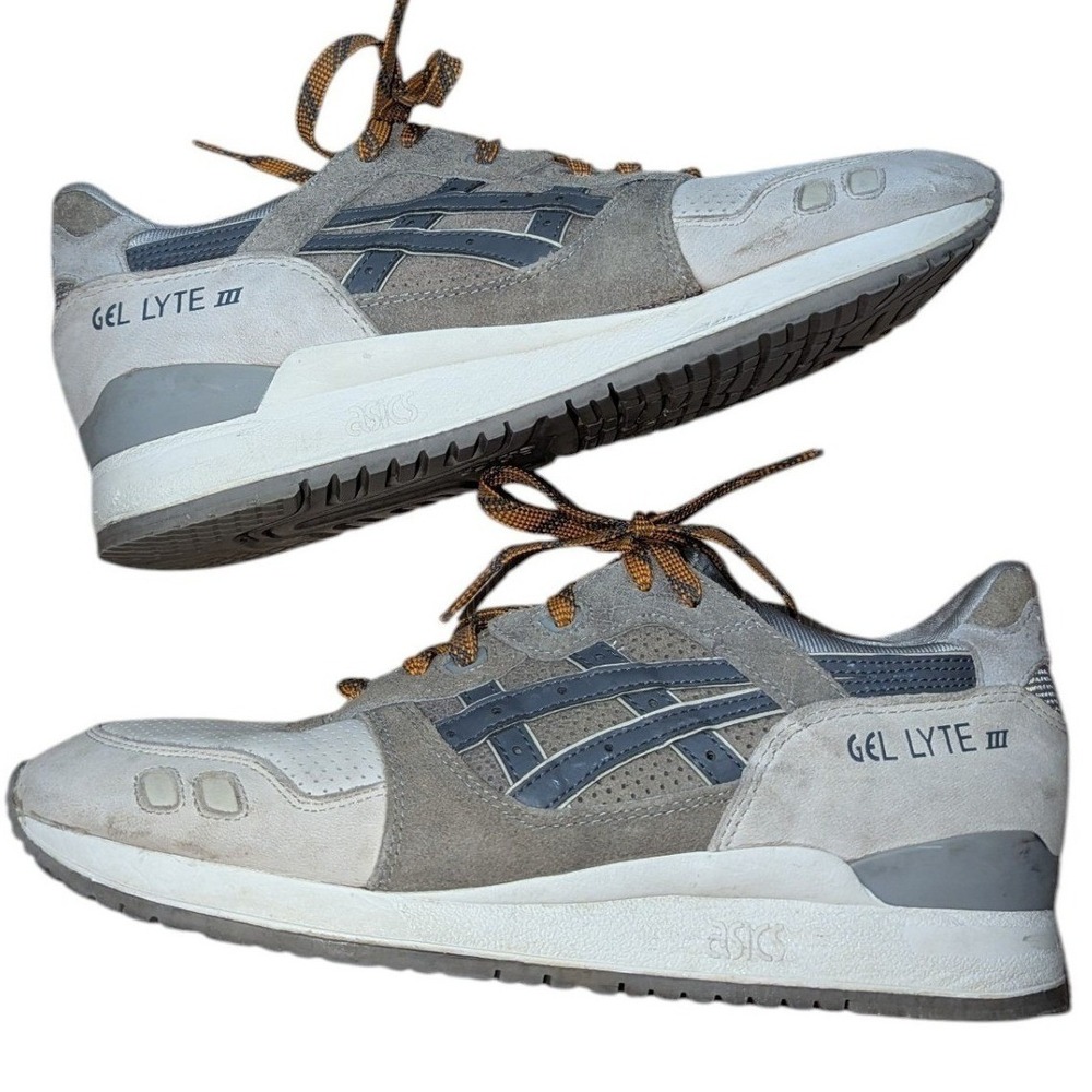 Asics Gel Lyte III Grey White Orange Laces H42NK Mens Size 11 Running Shoes